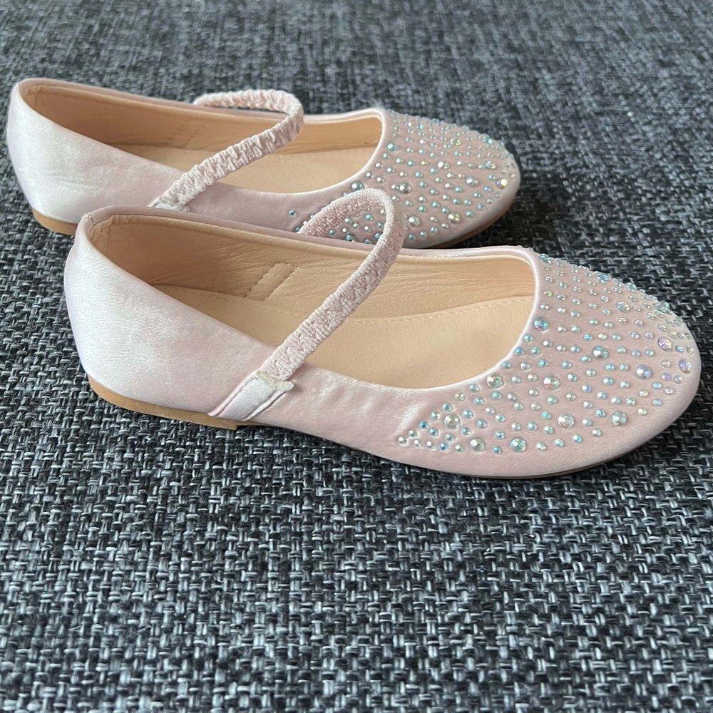 NWT Kailee Dusty Pink Satin Maryjane Flats With Rhinestones Size 12